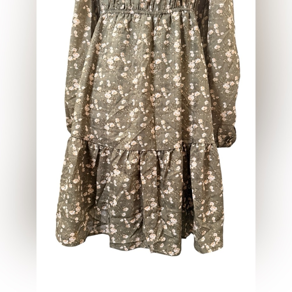 And Now This Plus 0X Olive Cottagecore Floral Square Neck Mini Dress NWT - Picture 8 of 8